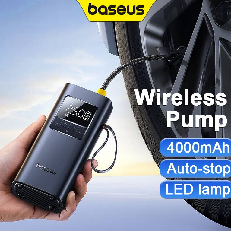 Baseus เครื่องสูบลมไร้สาย Super Mini Pro Series Wireless Car Inflator แบบดิจิตอลชาร์จไฟได้ ที่เติมลมไฟฟ้า ที่เติมลมพก