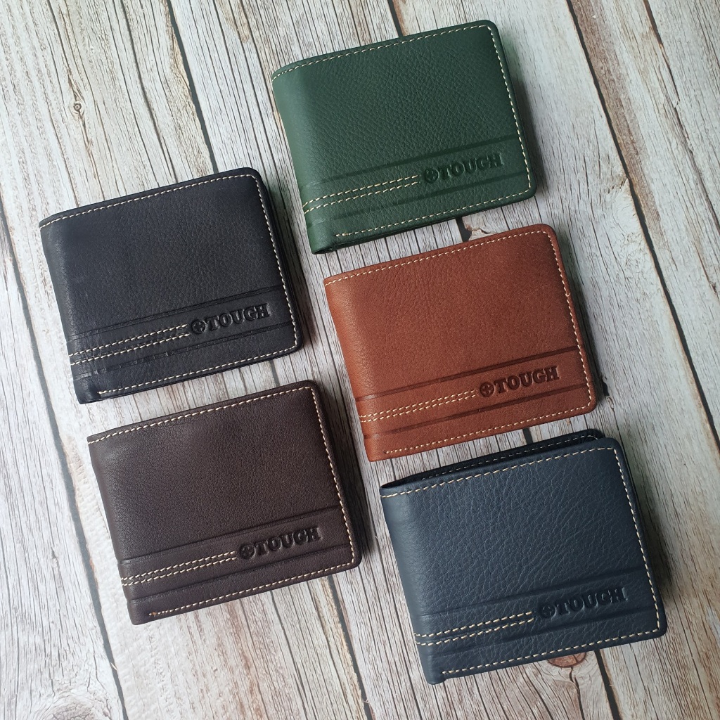กระเป๋าสตางค์ Tough หนังวัวแท้ลายเส้นคู่