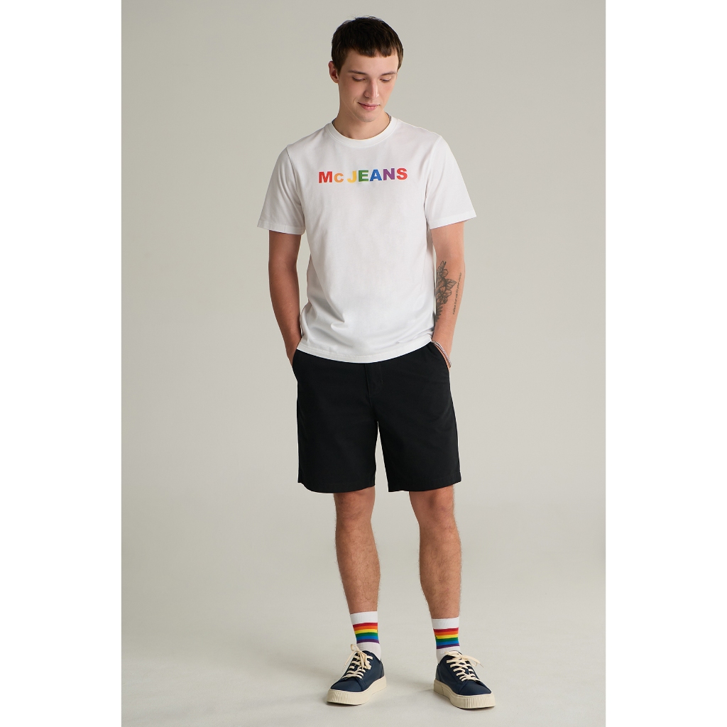 Mc jeans เสื้อยืดแขนสั้นผู้ชาย คอกลม สีขาว MTTZ735
