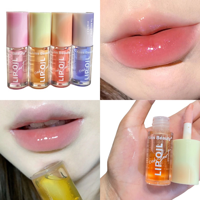 ลิปออย ลิปมันเปลี่ยนสี หัวแปรงใหญ่ Kiss Beauty Aqua Beauty Lip Oil no.70598-03