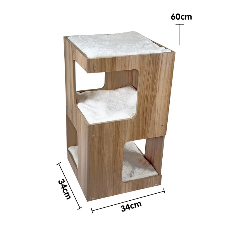 กล่องไม้แมว 2 ชั้น น่ารักมาก ทำจากไม้เมลามีน แข็งแรงทนทาน เหมาะกับน้องแมวสุดๆ!