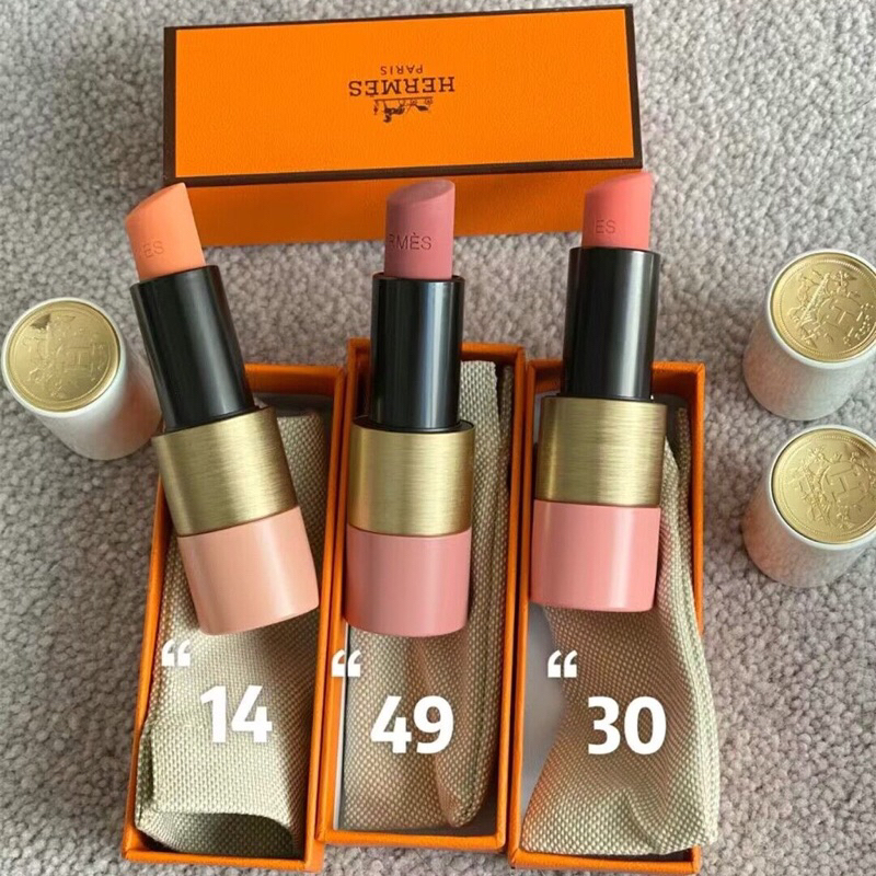 -ของแท้ Hermes Rose Hermes Rosy Lip Enhancer 3.5g สี #30 Rose De Ete #14Rose Abicot #49 Rose Tan Lip