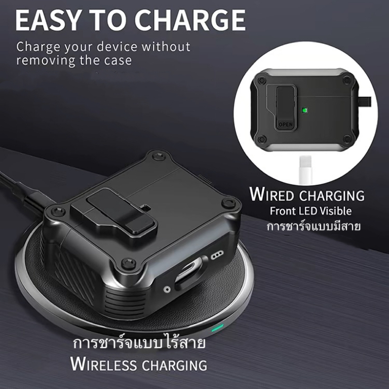 เคสหูฟัง กันกระแทก พร้อมตัวล็อค เพื่อความปลอดภัย สําหรับ AirPods Pro 2 3 1 AirPods Pro2 Pro Gen Air Pods Pro airpods4 - รูปที่ 5