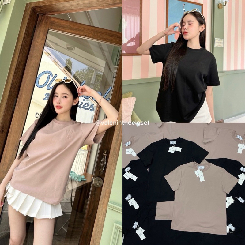 Ami T-shirt เสื้อยืดแบรนด์ดัง ชนช็อป สวยดูแพง ดีเทลโลโก้นูน ผ้าเนื้อนุ่มยืดหยุ่นอย่างดี ลุคชิวๆ สวยเรียบหรู ดูแพง