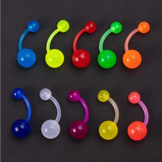 จิวสะดือ เรืองแสง ก้านอะคริลิคซิลิโคน Luminous Acrylic Navel Ring Luminous Navel Nail Soft Pole