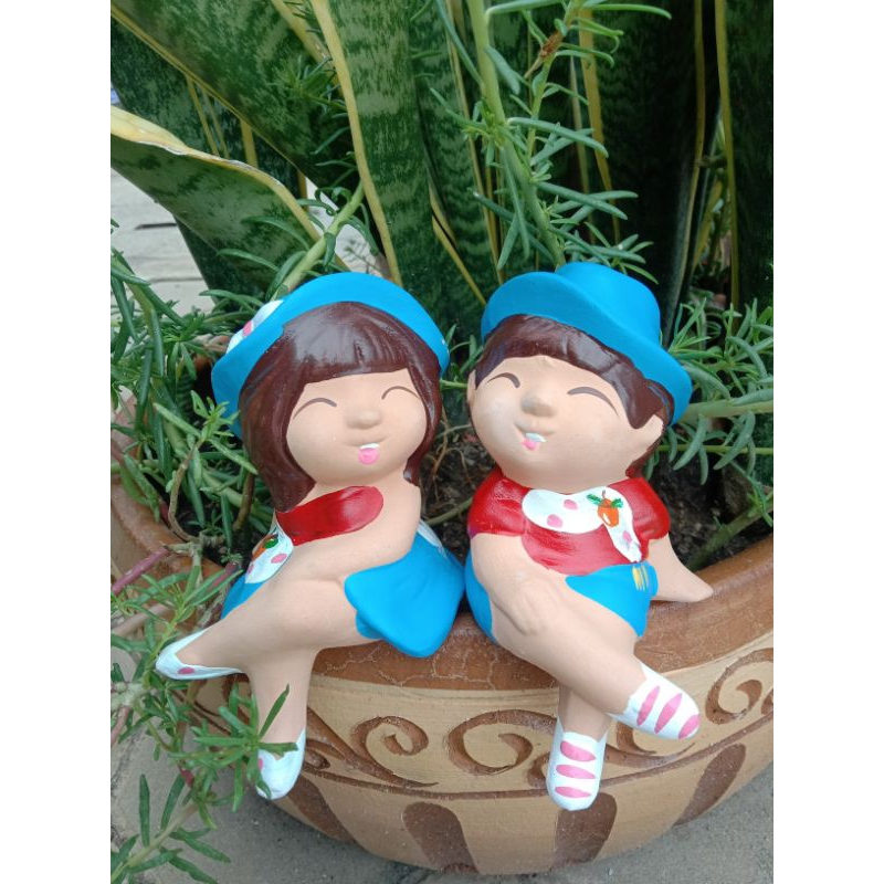 ตุ๊กตานั่งไขว้ขาคละสี จัดสวน แตกแต่งบ้าน - รูปที่ 2