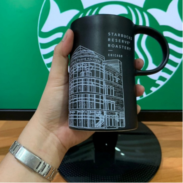🌟พร้อมส่ง🌟 Starbucks Chicago Reserve Roastery แก้วเซรามิคสีดำ 10 ออนซ์