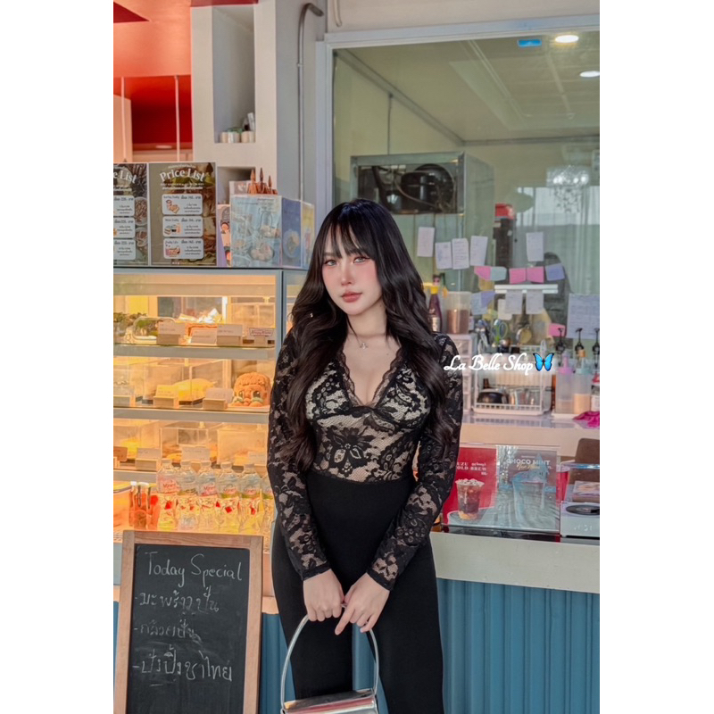 💕ShopBypuy💕จั๊มสูทลูกไม้คอวีขายาวซิปหลัง🔥เซ็กซี่สุดๆ🔥เข้าแล้วจ้า - รูปที่ 5