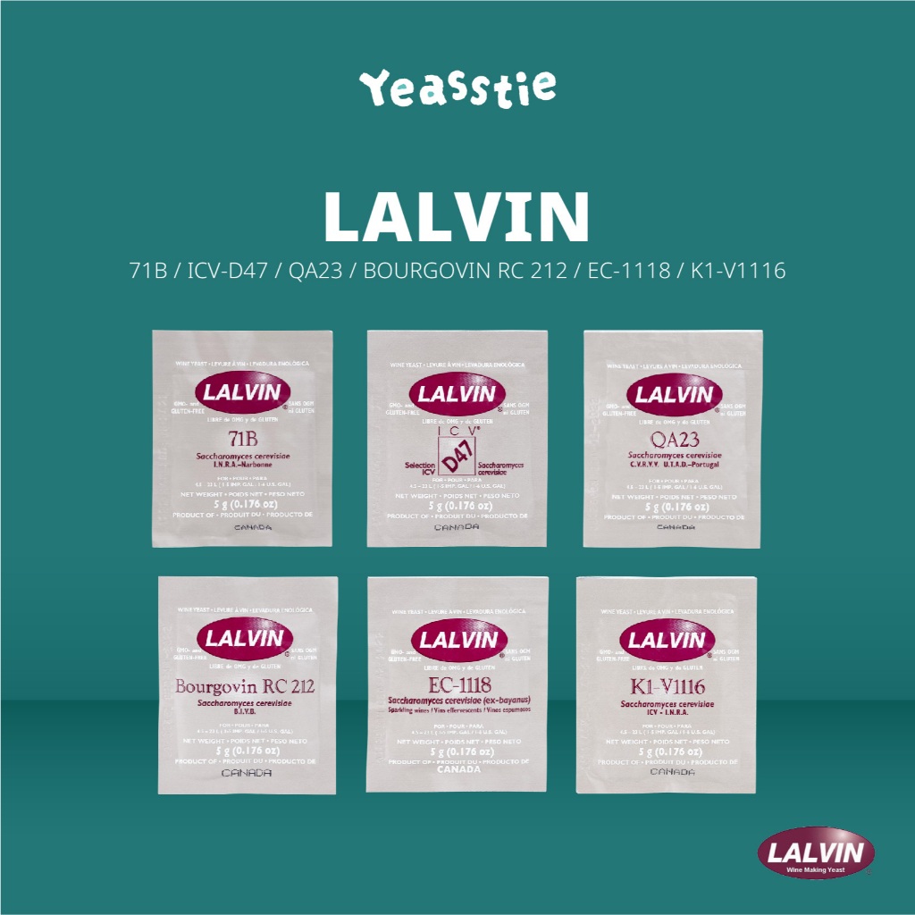 ยีสต์ไวน์ Lalvin - QA23, ICV-D47, K1-V1116, EC-1118, 71B, RC 212 ทำไวน์ หมักไวน์