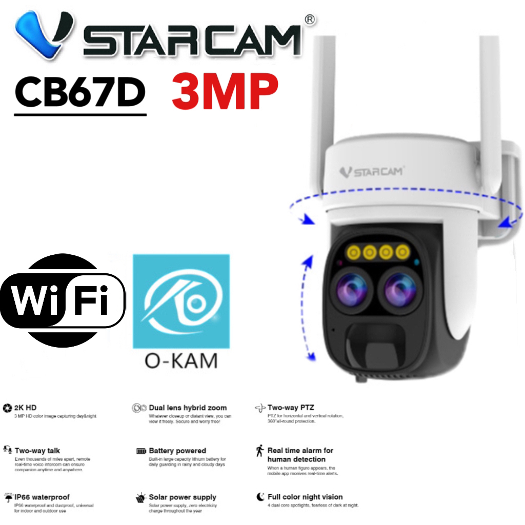 【VSTARCAM】 CB67D / BG67D กล้องวงจรปิด Solar Cell WIFI / ใส่ซิม 4G IP Camera ความละเอียด 3 ล้านพิกเซล ราคา ถูกที่สุด ดีลบีเคเค แกลเลอรีภาพที่ 2