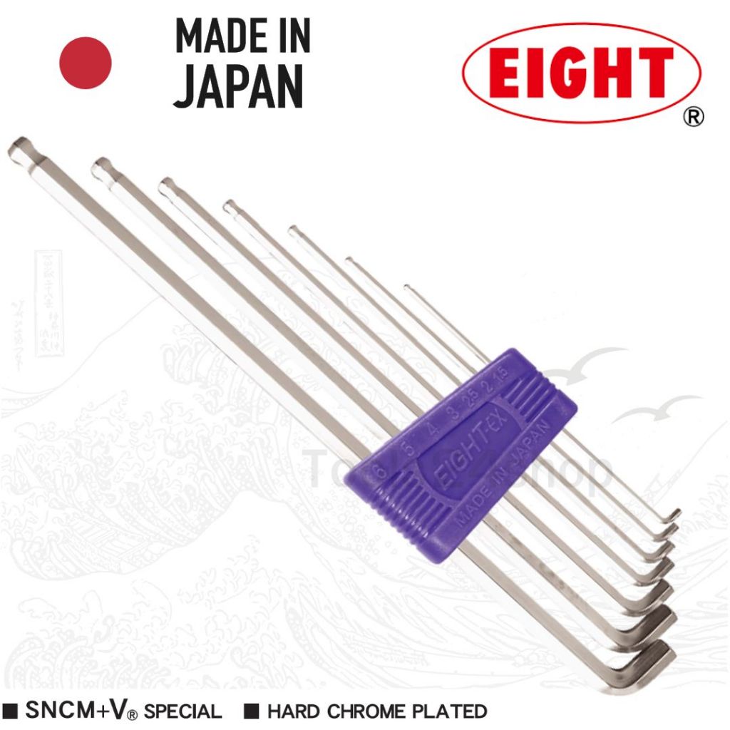 EIGHT ประแจหกเหลี่ยม หัวบอล เตเปอร์ ยาวสีขาว คอสั้น 7 ตัวชุด TTS-7 / 9 ตัวชุด  TTS-9