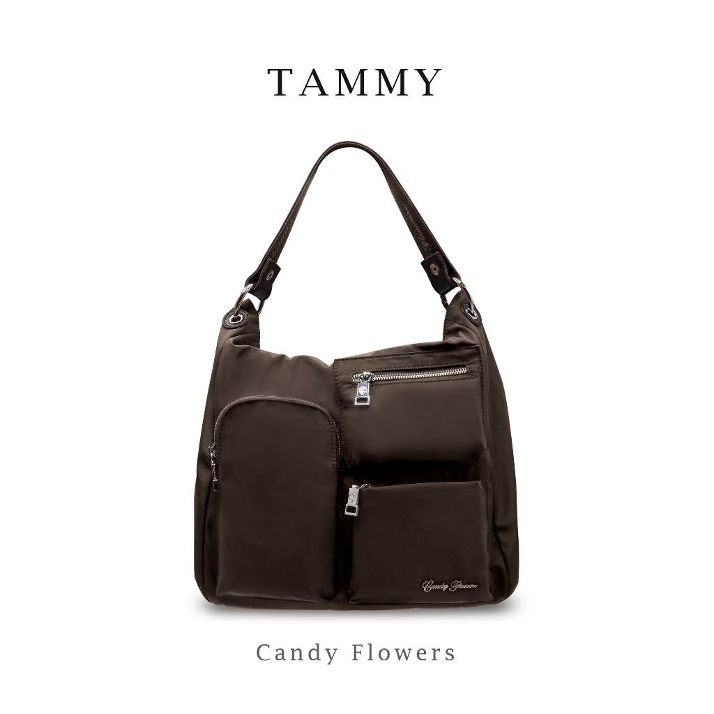 Candy Flowers กระเป๋าผ้าไนลอนที่เงาและสวยที่สุด รุ่น Tammy กระเป๋าสะพายข้างที่ใส่จุ และพร้อมตอบโจทย์