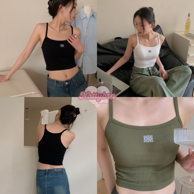 Nattybra สายเดี่ยว แฟชั่น สกรีน ใส่ออกกำลังกาย เซ็กซี่ โยคะ ใส่สบาย มีฟองน้ำ ผู้หญิง