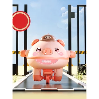 ของเล่นเด็ก ลูกข่างหมูน้อยไฟฟ้าหมุนไจโรสโคปไฟฟ้าสมดุล สีชมพู สีเขียว สมดุลการเดิน แบบหมุนได้ เพื่อการเรียนรู้สำหรับเด็ก