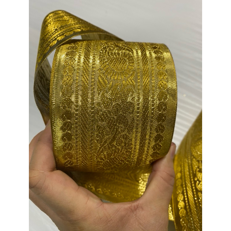 ยกม้วน 25 เมตร ริบบิ้นทองหน้ากว้าง 3 นิ้ว เทปทอง