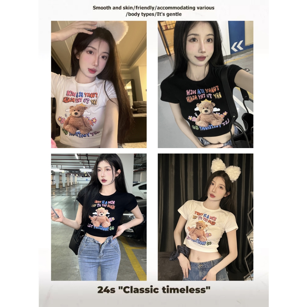 KAIMANB เสื้อครอปสั้น เสื้อยืดผู้หญิง T-shirt เสื้อ y2k ส่งตรงเวลา