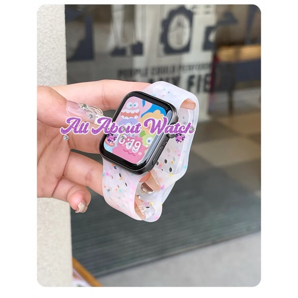 สายนาฬิกาแบบรู สะบัดสี งาน Art ใช้ได้กับ Smart Watch  9 8 7 6 5 4 3 2 1 Se Ultra 1 2  CD99 S9 X29 X6