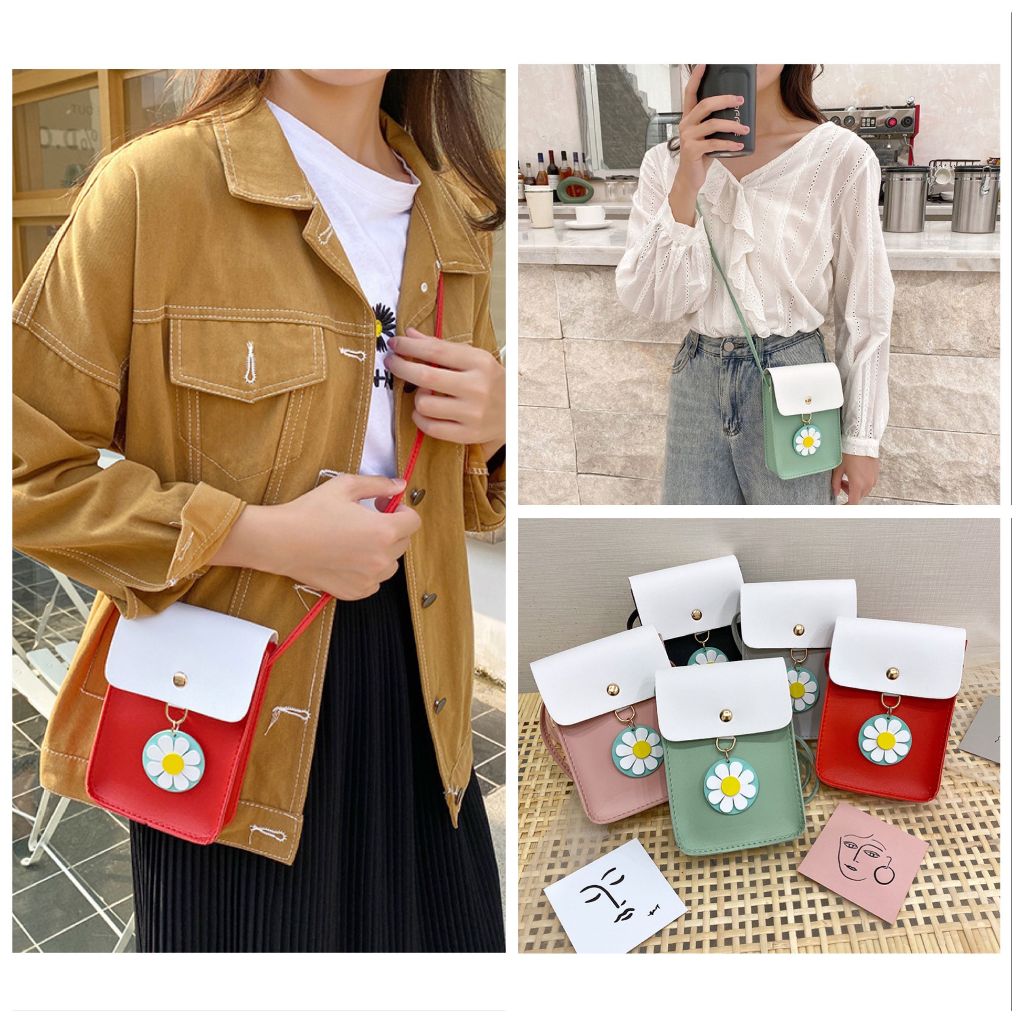 กระเป๋าสะพายข้างหนัง pu สีพื้นเรียบๆไม่สกรีนลาย