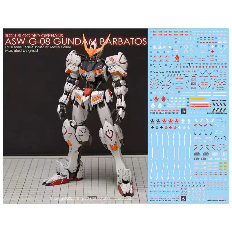 ดีคอลน้ำ DECAL [GHOST] MG 1/100 Barbatos Gundam สะท้อนแสงแบล็คไลด์