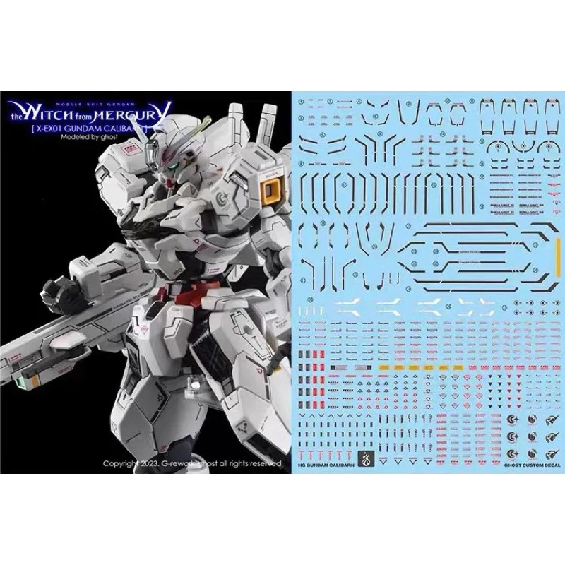 ดีคอลน้ำ DECAL [GHOST] HG 1/144 CALIBARN GUNDAM THE WITCH FROM MERCURY สะท้อนแสงแบล็คไลด์