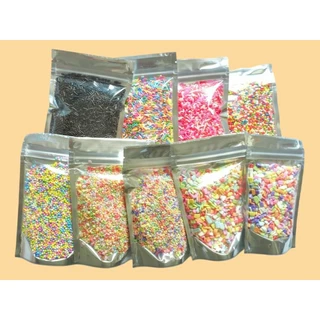 พร้อมส่ง🇹🇭 สปริงเคิล ท็อปปิ้ง น้ำตาลตกแต่งขนม Sprinkles Topping ไรซ์ ลูกปัด แฟล็ก ฟลิ้นท์ เรนโบว์ 50g/100g