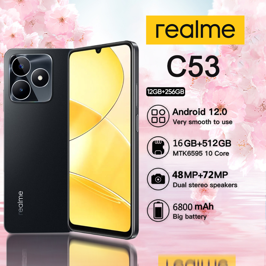 realme C53(6+128GB) ชาร์จไว โทรศัพท์มือถือ 50MP Dynamic Ram ได้สูสุดถึง 12GB แบตเตอรี่5000mAh โทรศัพท์ 5G SmartPhone