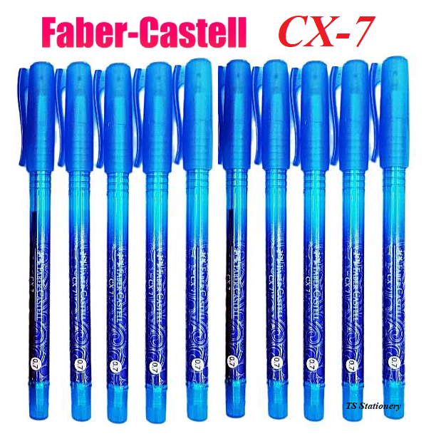 Faber-Castell CX7 ปากกาลูกลื่น หมึกน้ำเงิน แบบปลอก 0.7มม. 10ด้าม