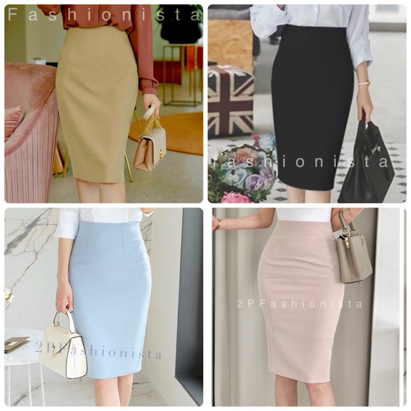 กระโปรงเอวสูง กระโปรงทำงาน XS-XXL พร้อมส่ง