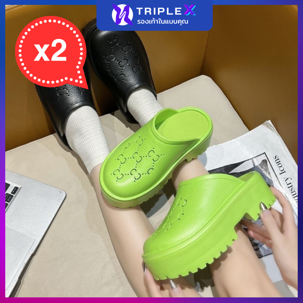 Triple X รองเท้า GG ใส่สบายแฟชั่น สินค้าดีมีคุณภาพ ยาง EVA ของแท้ ไซต์36-41 ส่งฟรีมีปลายทาง