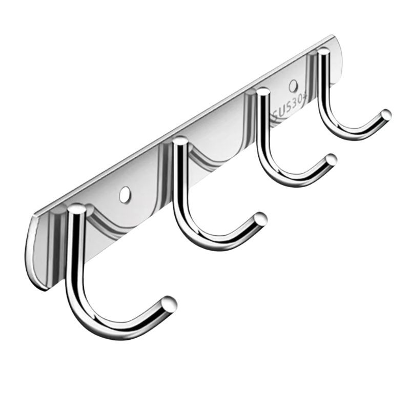 ราวตะขอ ราวแขวน อเนกประสงค์ สแตนเลส 304 แบบ 4 ตะขอ ความยาว 21 ซม. Stainless Steel 304 Multipurpose Hook, 4 hooks, 21 cm