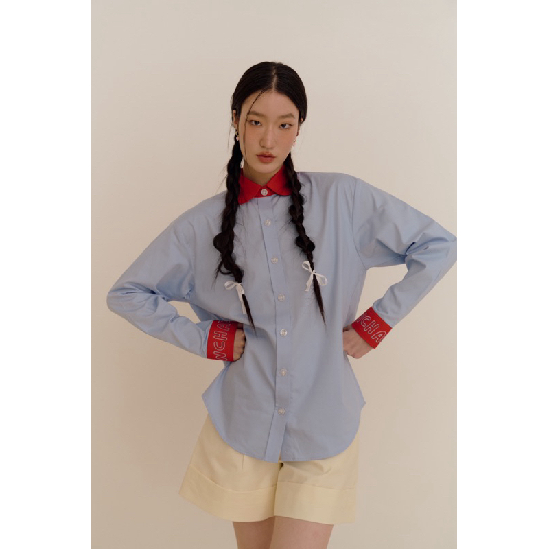 Aunchadabrand - Poppins shirt เสื้อเชิ้ตแขนยาวข้อมือปักaunchada