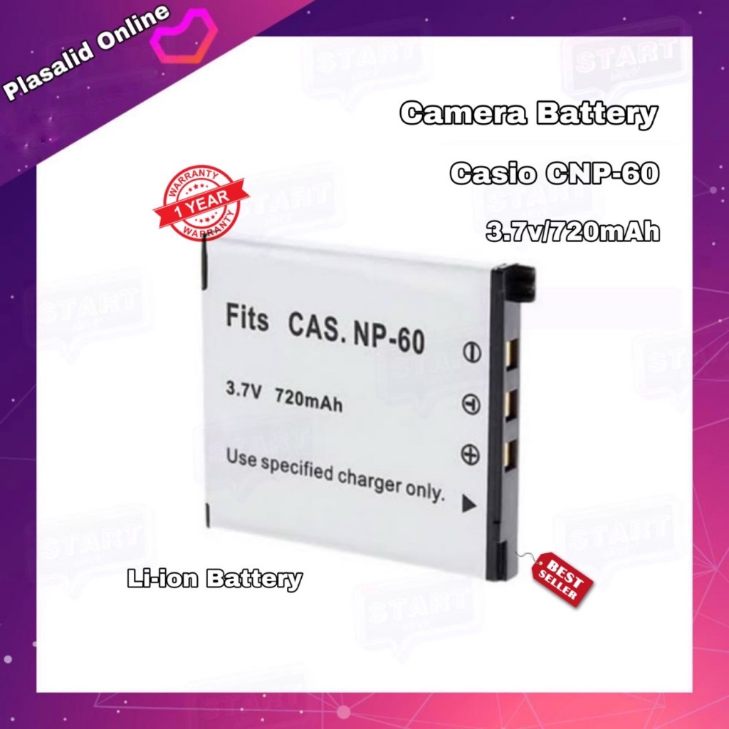 แบตกล้อง Camera Battery Casio CNP-60 / CNP60 (3.7v/720mAh) Li-ion Battery รับประกัน 1 ปี
