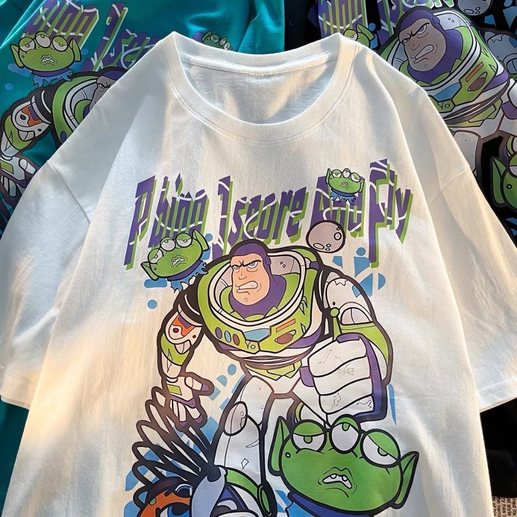 เสื้อยืดคอกลม แขนสั้น A009 ผ้านุ่มยืดได้ใส่สบายฯ ลายแฟชั่น สกรีนลายการ์ตูน ใส่ได้ทั้งชายและหญิง