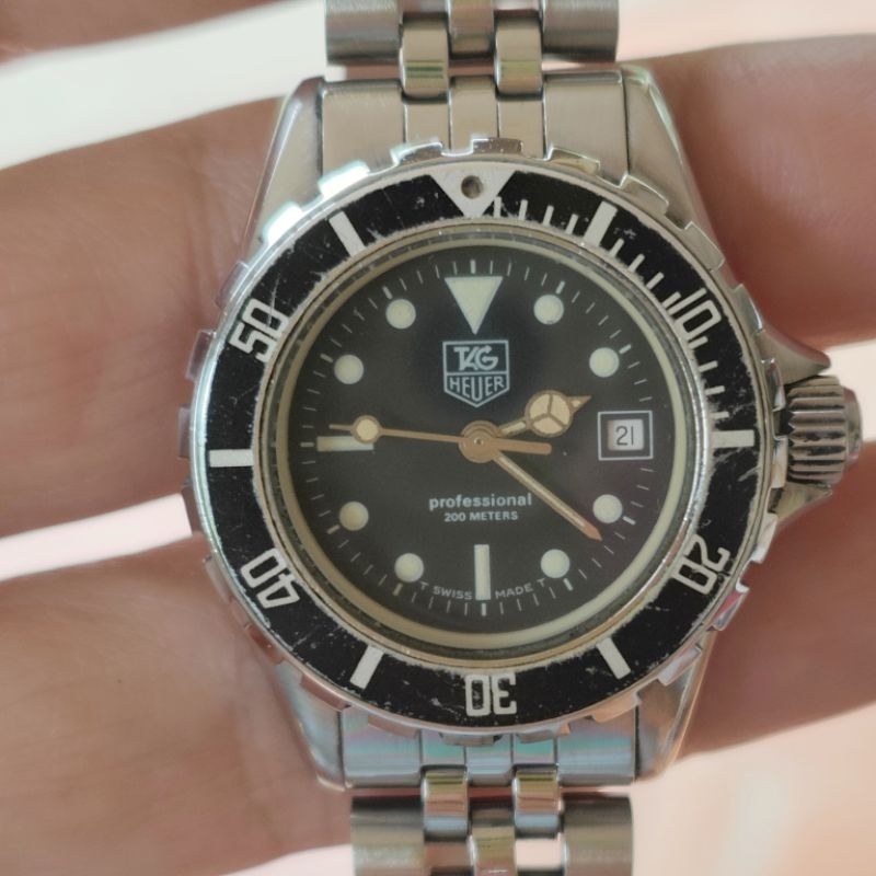 นาฬิกาวินเทจ ยุค 90  TAG Heuer 1000 Professional 200 Meters Ladies ปี 1989 ระบบถ่าน มือสองสภาพยังสวย คลาสสิค ขอบหมุนได้