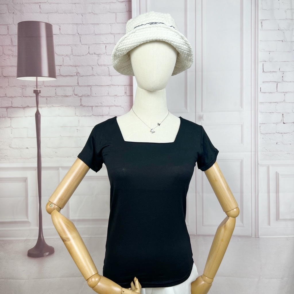 เสื้อยืดคอเหลี่ยม  ผ้านิ่มเด้ง ใส่สบาย 24-38“ พร้อมส่งจากไทย