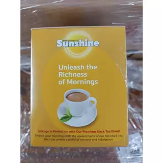 SUNSHINE ซันไชน์ ชาผงชนิดซอง มีซองหุ้ม ฉลากสีเหลือง ชาดำชนิดซอง 2 กรัม x 25 ซอง จำนวน 1 กล่อง
