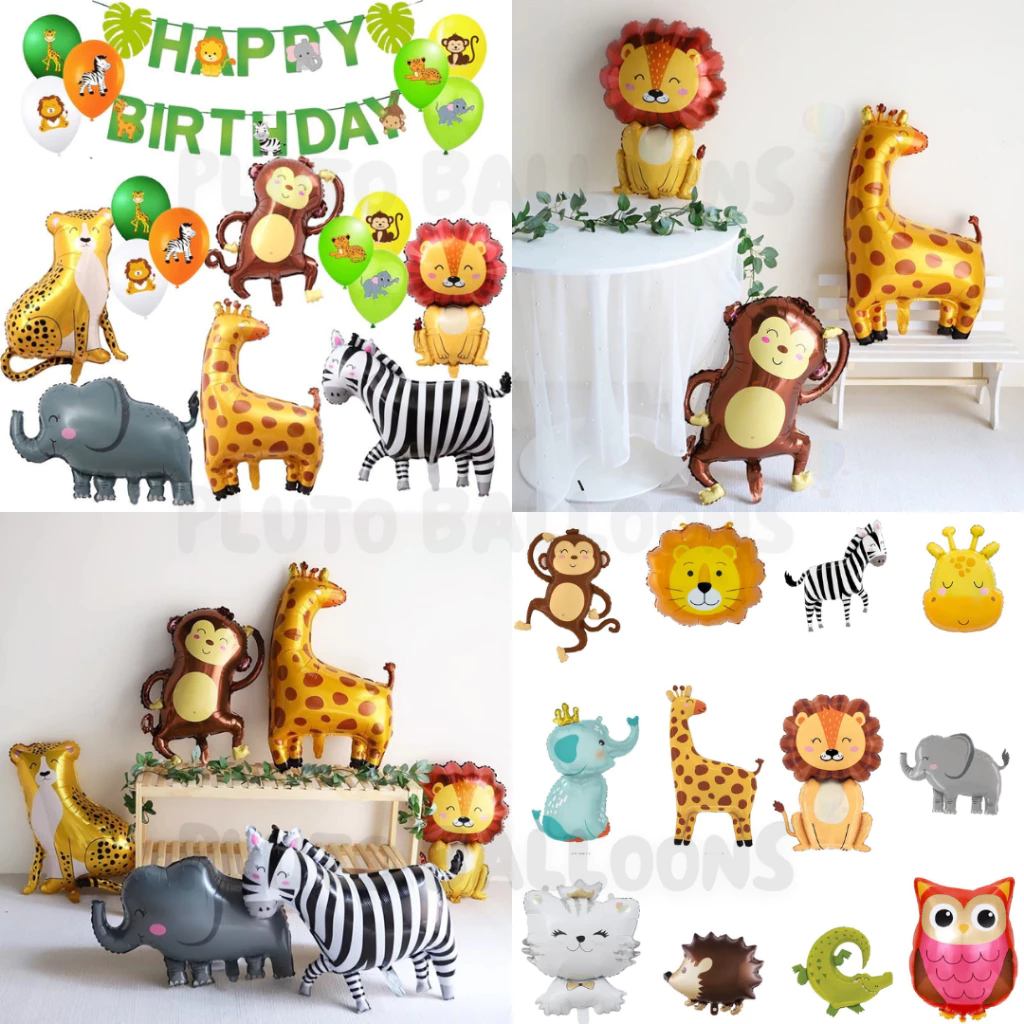 🎈 ลูกโป่งรูปร่างสัตว์ 13 รูปแบบ 🎈 [ยีราฟ ช้าง ลิง สิงโต ม้าลาย เม่น แมว จระเข้ นกฮูก ชีตาห์]
