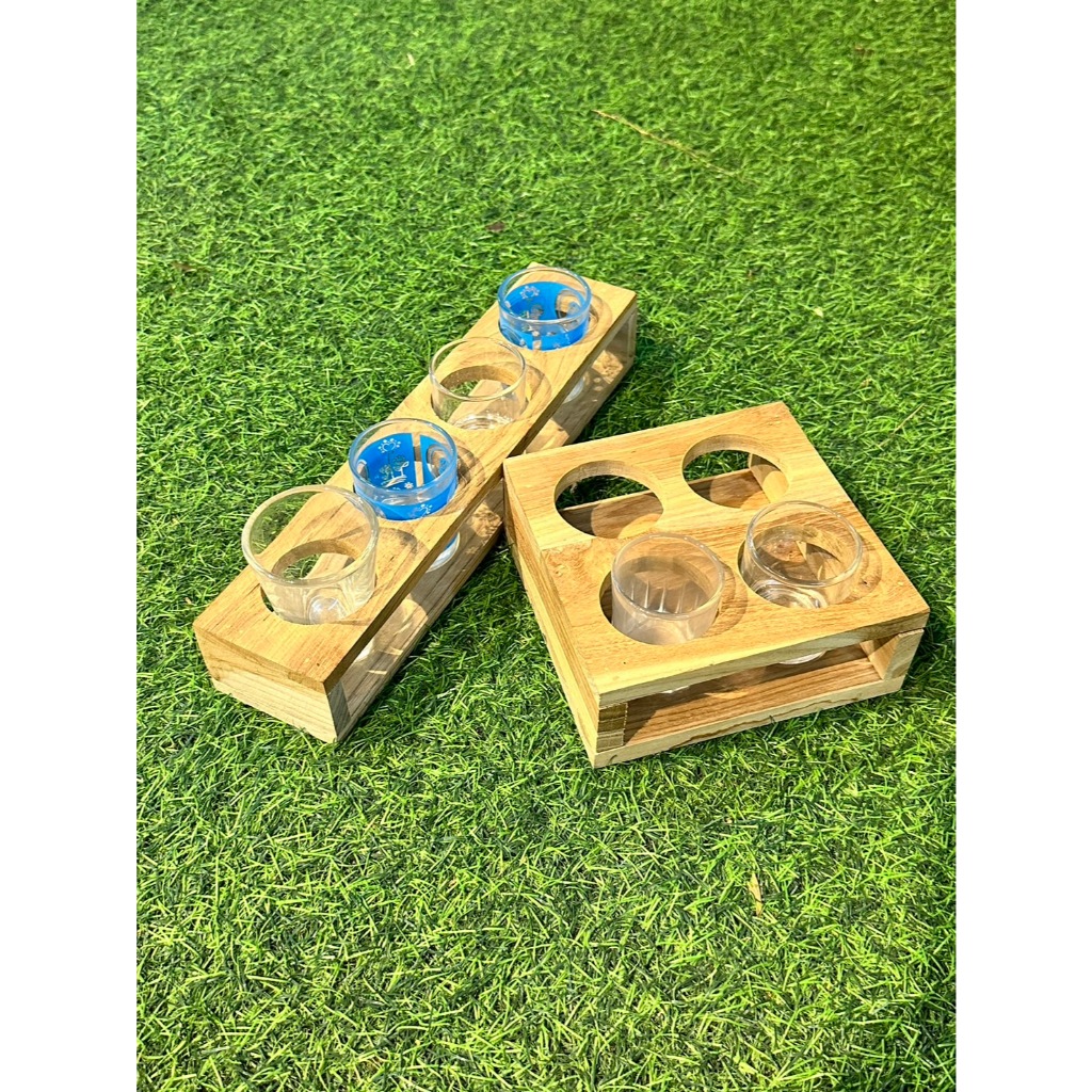 บล็อคหลุมไม้วางแก้วเป็ก หลุมกว้าง 2 นิ้ว มี 4 หลุม บล็อคไม้วางแก้วเป็ก 4 ช่อง เหมาะสำหรับเสิร์ฟเครื่องดื่ม