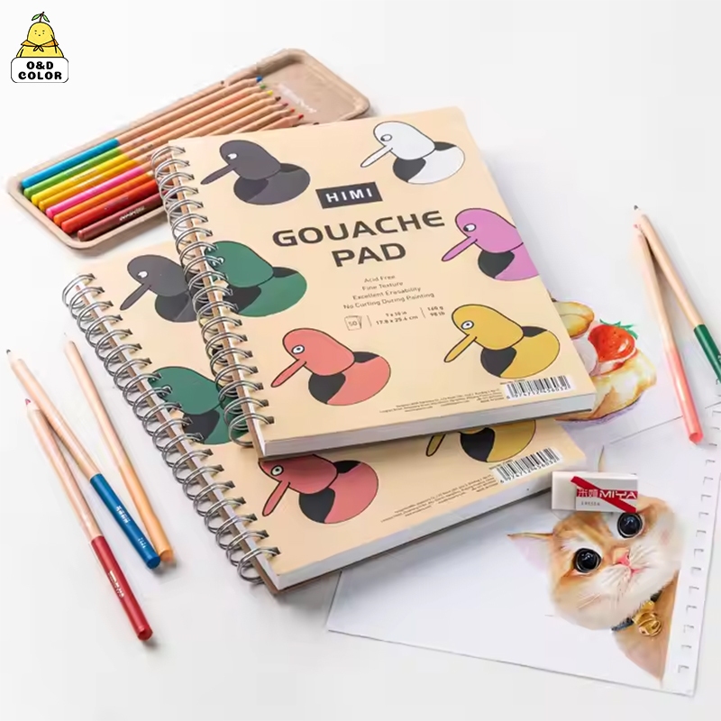 MIYA HIMI Gouache Pad หนังสือผงน้ำ สำหรับสีน้ำ ภาพร่างและสีอะคริลิก Sketch Book 50 แผ่น 160GSM