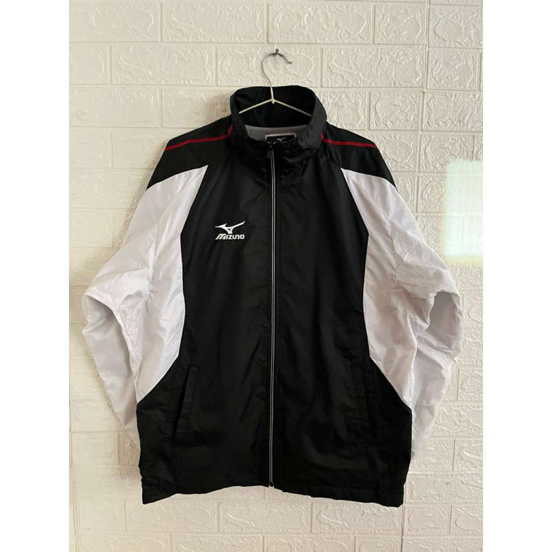 เสื้อคลุมผ้าร่มมีซับไม่หนา Mizuno สีดำเทา