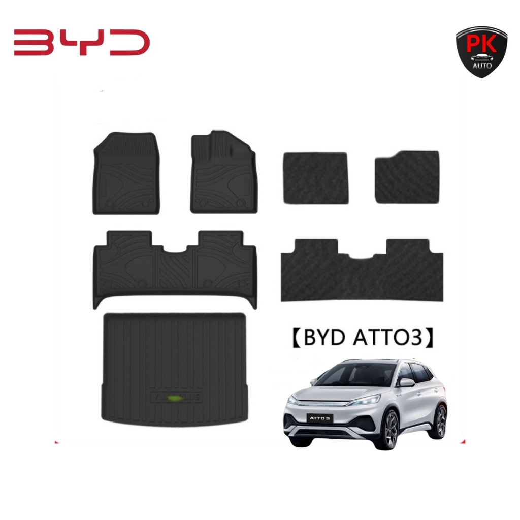 BYD พรมปูพื้นรถยนต์ พรมปูพื้นรถยนต์เข้ารูป พรมปูพื้น XPE สำหรับ BYD ATTO3