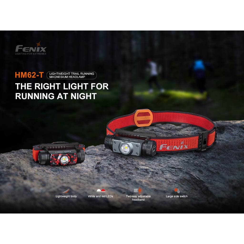 ไฟฉายคาดหัว Fenix HM62-T 1200lm แบต18650/3400mah สินค้าตัวแทนในไทยประกันซ่อม 3ปี