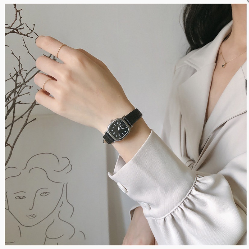 นาฬิกาข้อมือควอทซ์ หน้าปัดสี่เหลี่ยม ขนาดเล็ก เข้ากับทุกการแต่งกาย สไตล์เกาหลี แฟชั่นสําหรับผู้หญิง และนักเรียน - รูปที่ 3