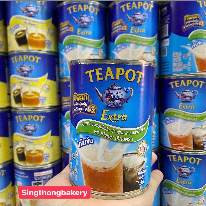 นมข้นจืด ทีพอต กระป๋อง ครีมเทียมพร่องไขมัน นมสดทีพอต ทีพอต Teapot นม : 370ml