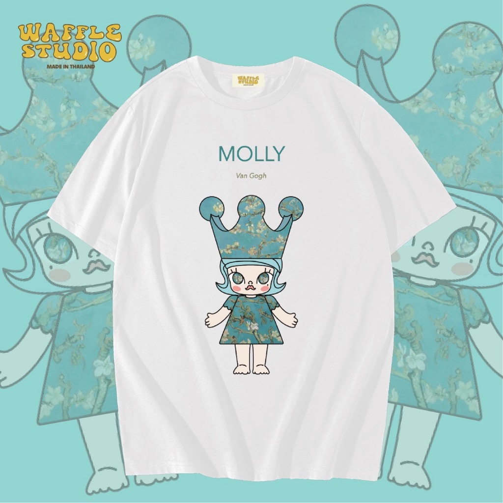 [ ส่งฟรี 🔥 ] WS0230 เสื้อยืดโอเวอร์ไซส์ เสื้อยืดเกาหลี ผ้าคอตตอน100% เสื้อยืด มอลลี่ Molly Pop Mart WAFFLE STUDIO