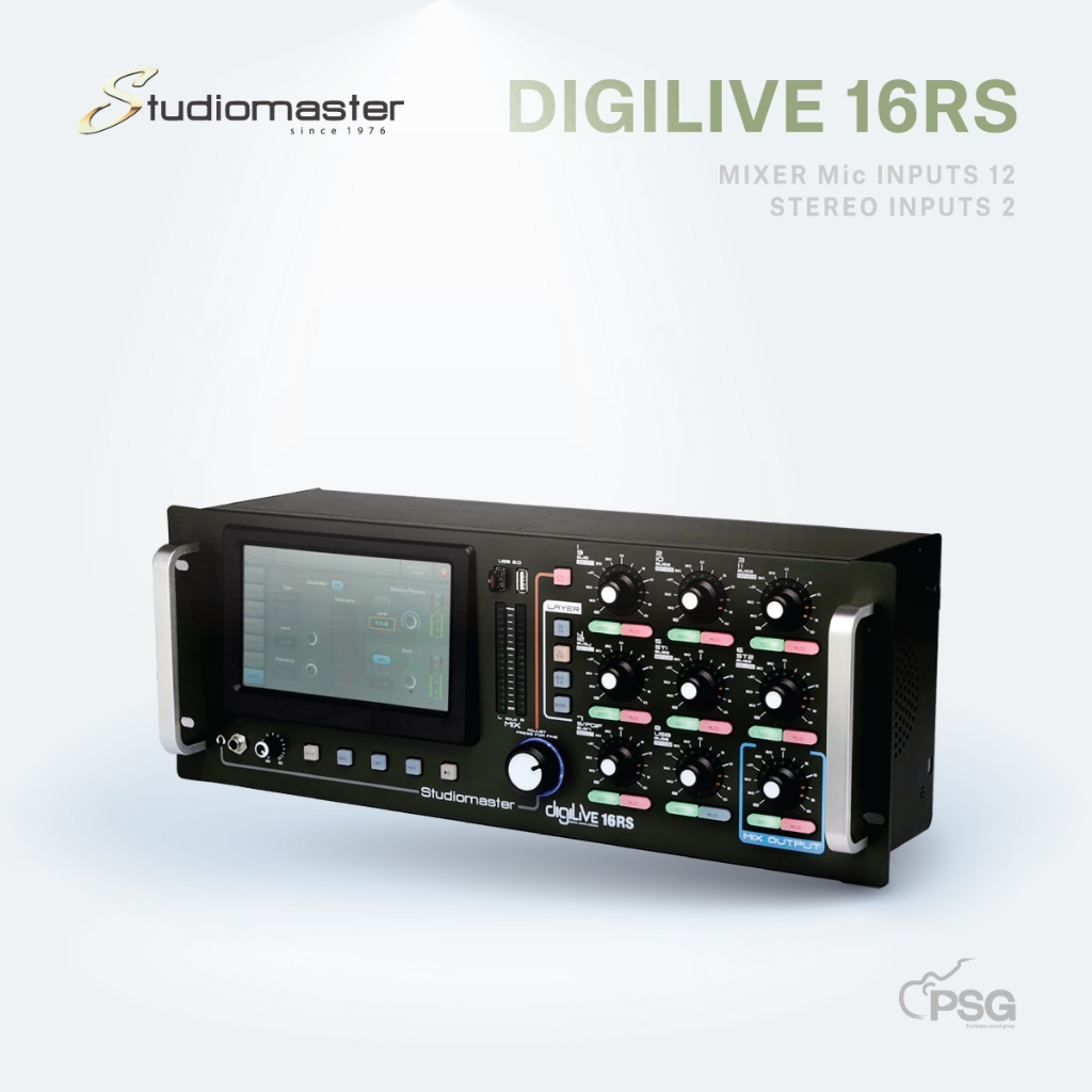 STUDIOMASTER : DIGILIVE 16RS Mic Inputs: 12 Stereo Inputs: 2 ( ดิจิตอล มิกเซอร์ )