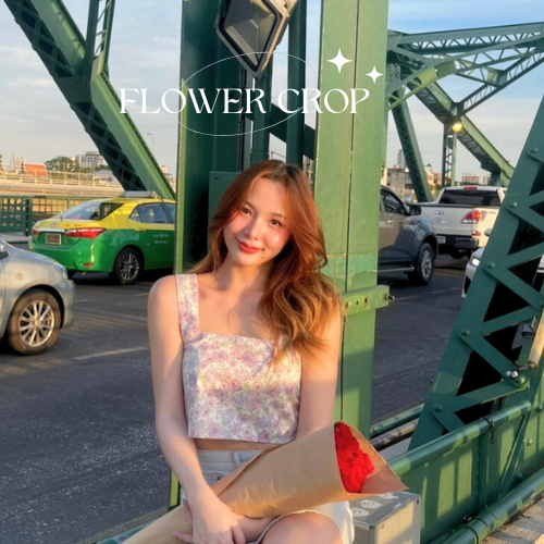 MINMI สินค้าพร้อมส่ง Flower corp พร้อมส่ง เสื้อครอปรุ่นใหม่ลายดอกไม้สีพาสเทลติดซิปหลัง น่ารักมาก ๆ 🧺💞💕