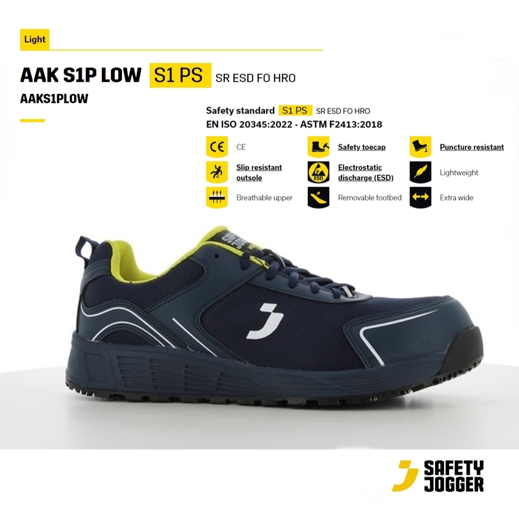 SAFETY JOGGER - AAK S1P LOW รองเท้าเซฟตี้ แผ่นใยกันทะลุ  มาตรฐานสากล รองเท้านิรภัย