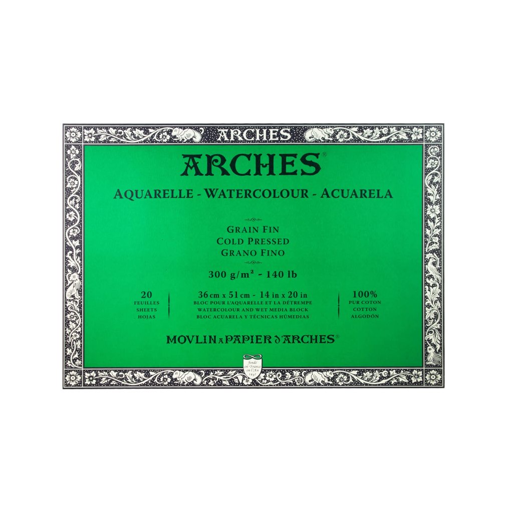 Arches(อาร์เช่) บล็อค ขนาด 36x51 หนา 300G ผิวกึ่งหยาบ (บรรจุ 20 แผ่น) A1795063