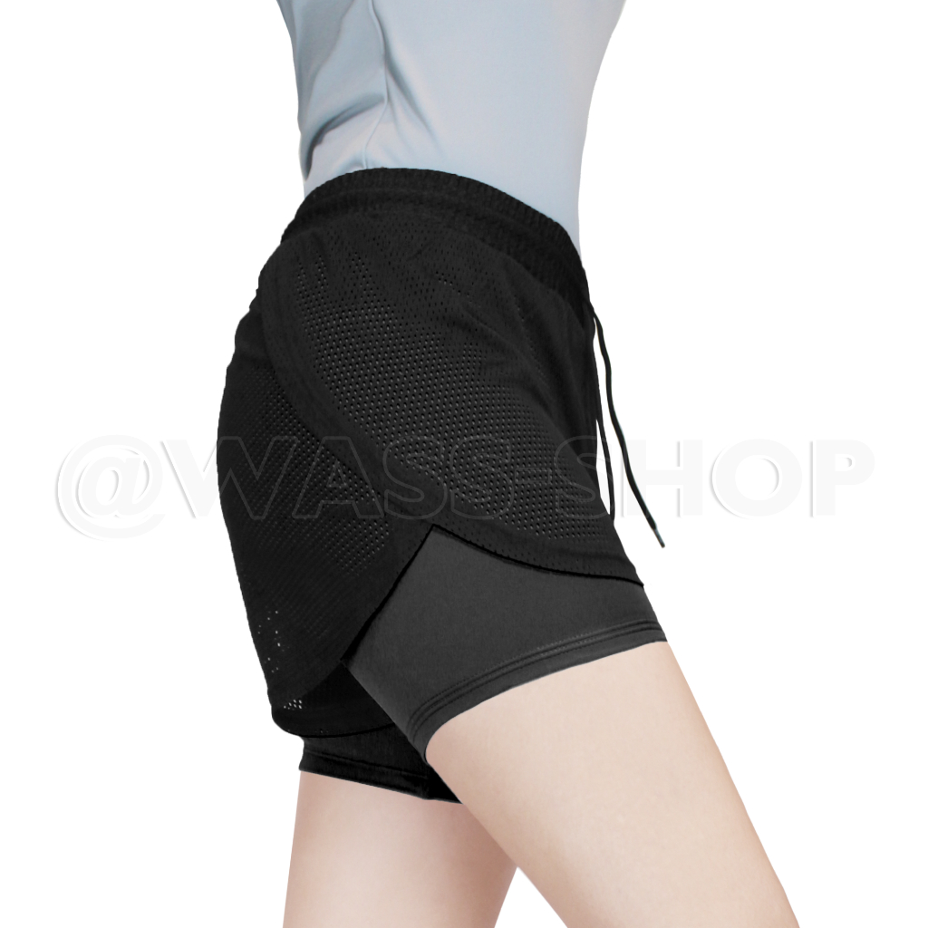 กางเกงออกกำลังกายขาสั้น(M-2XL) ผ้าตาข่าย สำหรับวิ่งหรือฟิตเนส (โปรดดูตารางไซส์ก่อนสั่ง)
